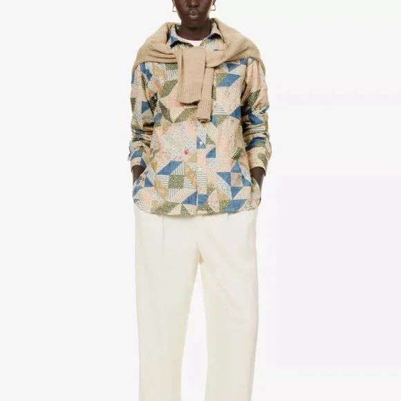 Ralph Lauren Women's Cotton Floral Patchwork Box Pleat Cotton Shirt - Picture 11 of 12